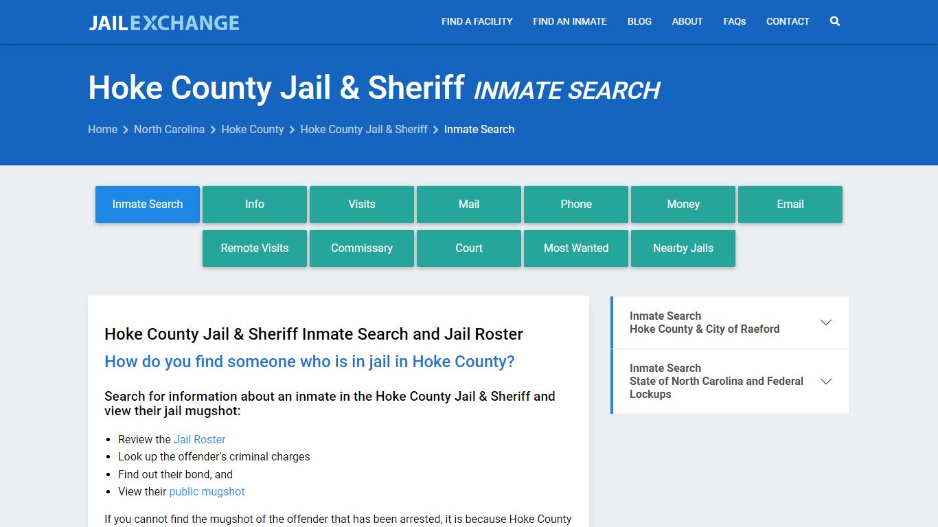 Inmate Search: Roster & Mugshots - Hoke County Jail & Sheriff, NC